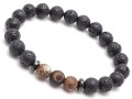 Bransoletka męska z kamieni lawa agat czarna