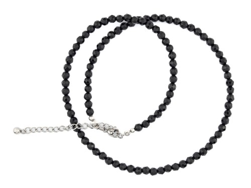 Naszyjnik damski choker drobny agat czarny stal
