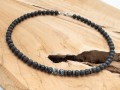 Naszyjnik męski lawa wulkaniczna onyks jaspis obsydian czarny