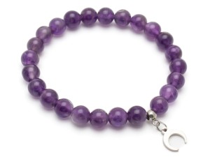 Bransoletka damska z zawieszką ametyst fioletowy am04a