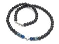 Naszyjnik męski z lapis lazuli, jaspisem , lawą i krzyżykiem dla modnego chłopaka