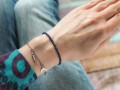 Bransoletka drobny lapis lazuli w stali chirurgicznej