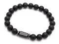 Bransoletka męska z kamieni onyks turmalin czarna