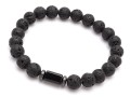 Bransoletka męska z kamieni lawa turmalin czarna