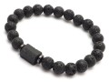 Bransoletka męska z kamieni lawa turmalin czarna