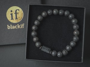 Bransoletka męska z kamieni lawa turmalin czarna lt602