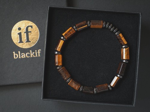 Bransoletka męska z kamieni tygrysie oko hematyt