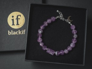 Bransoletka damska ametyst stal fioletowa am515