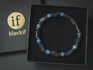 Bransoletka męska z kamieni turmalin czarny lapis lazuli hematyt ts11