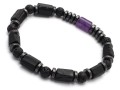 Bransoletka męska z kamieni turmalin czarny ametyst lawa