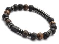Bransoletka męska z kamieni lawa agat turmalin czarna