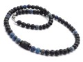 Naszyjnik męski lawa turmalin lapis lazuli krótki czarny