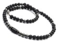 Naszyjnik męski lawa turmalin hematyt krótki czarny