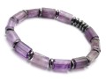 Bransoletka męska z kamieni ametyst fioletowy hematyt