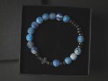Bransoletka męska różaniec z kamieni lapis lazuli hematyt niebieska