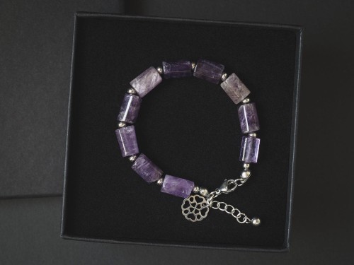 Bransoletka damska ametyst stal chirurgiczna