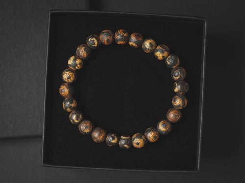 Bransoletka z kamieniami brązowego agatu dla modnego eleganckiego faceta, prezent dla Niego