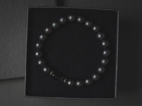 Bransoletka męska z kamieni onyks turmalin czarna