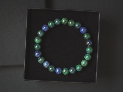 Bransoletka męska z kamieni chryzokola zielono niebieska