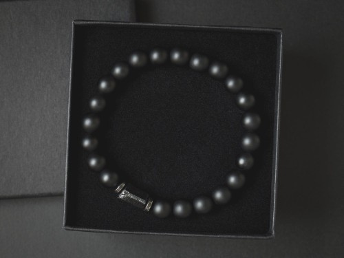 Bransoletka męska z kamieni onyks turmalin czarna