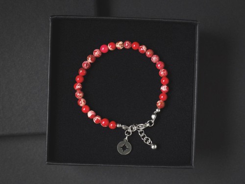 Bransoletka damska z kamieni jaspis cesarski czerwony