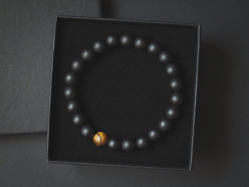 Bransoletka męska z kamieni onyks tygrysie oko czarna