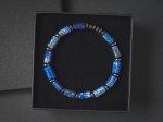 Bransoletka męska z kamieni lapis lazuli  hematyt niebieska lk02