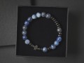 Bransoletka męska różaniec z kamieni sodalit hematyt