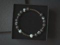 Bransoletka męska z kamieni lawa obsydian turmalin czarna