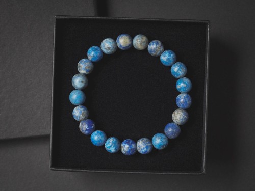 Bransoletka męska z kamieni lapis lazuli niebieska