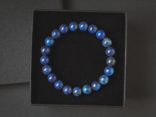 Bransoletka męska z kamieni lapis lazuli niebieska