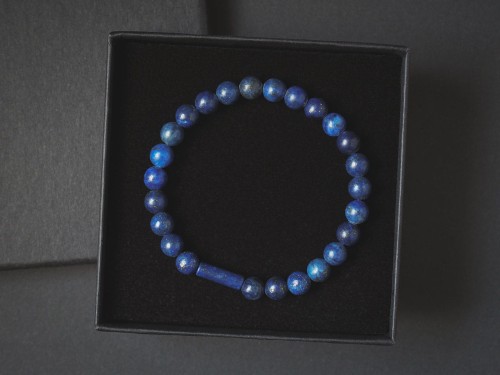 Bransoletka męska z kamieni lapis lazuli niebieska