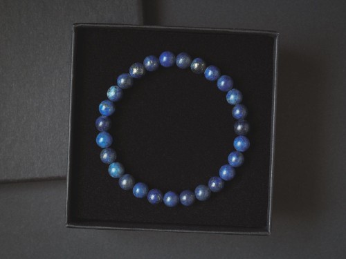 Bransoletka męska z kamieni lapis lazuli niebieska