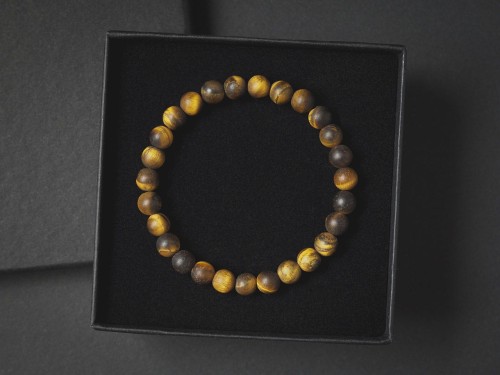 Bransoletka męska z kamieni brązowa tygrysie oko