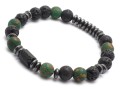 Bransoletka męska z kamieni lawa agat turmalin czarna