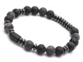 Bransoletka męska z kamieni lawa larvikit turmalin czarna