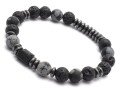 Bransoletka męska z kamieni lawa obsydian turmalin czarna