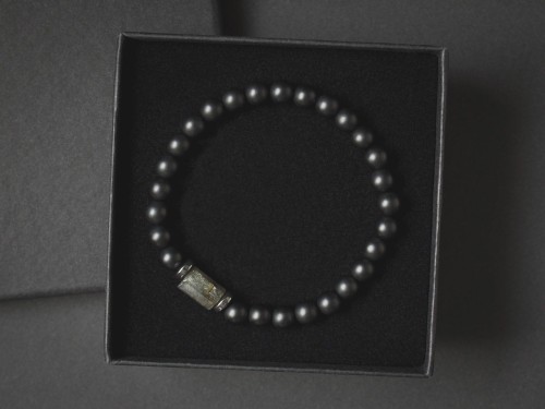 Bransoletka męska onyks labradoryt czarna