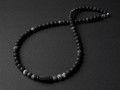 Naszyjnik męski lawa turmalin larvikit krótki czarny