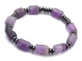 Masywna bransoletka męska z kamieni ametyst fioletowy hematyt