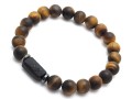 Bransoletka męska z kamieni tygrysie oko turmalin brązowa