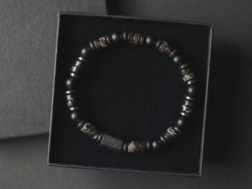 Bransoletka męska z kamieni onyks turmalin jaspis hematyt