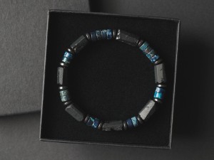 Bransoletka męska z kamieni turmalin czarny jaspis tj98