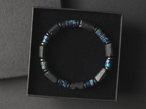 Bransoletka męska z kamieni turmalin czarny jaspis