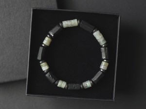 Bransoletka męska z kamieni turmalin czarny labradoryt tl99
