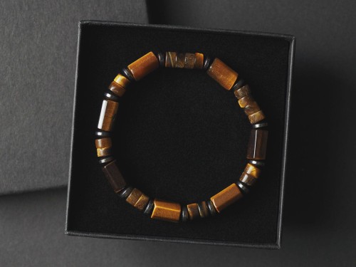 Bransoletka męska z kamieni tygrysie oko hematyt