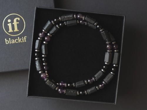 Męska biżuteria naszyjnik turmalin