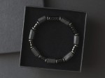 Bransoletka męska z kamieni turmalin czarny agat ta12