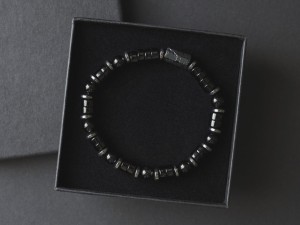 Bransoletka męska z kamieni obsydian turmalin agat ta13