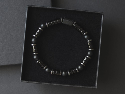 Bransoletka z onyksem agatem i turmalinem dla mężczyzny